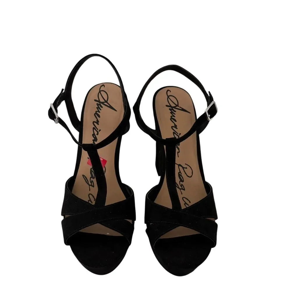 American Rag Black Jamie T-Strap Platform Dress Sandals